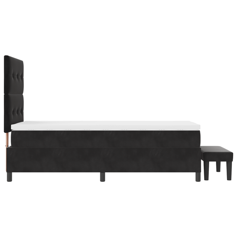 Casa si Gradina - Mobilier - Paturi si accesorii - Paturi - Pat cu Arcuri cu Saltea & Banca Negru 90x190 cm Catifea - Infinity.ro