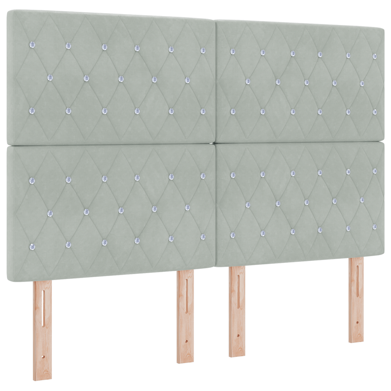 Casa si Gradina - Mobilier - Paturi si accesorii - Paturi - Pat cu arcuri box cu saltea & bancheta gri deschis 160x200 cm catifea - Infinity.ro
