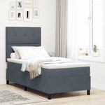 Casa si Gradina - Mobilier - Paturi si accesorii - Paturi - Pat box spring cu saltea & LED, gri inchis, 90x200 cm catifea - Infinity.ro
