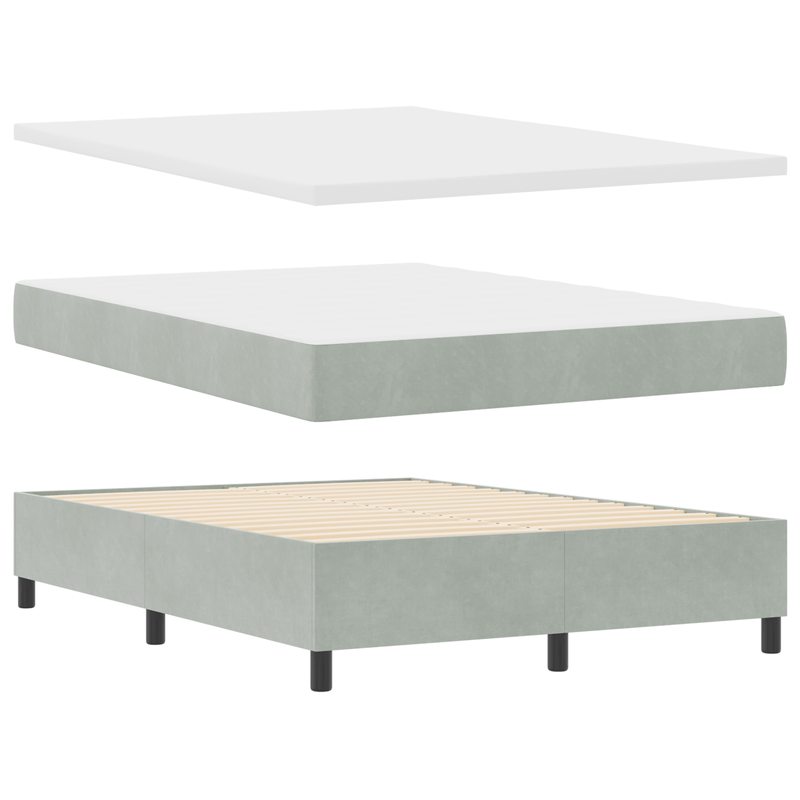 Casa si Gradina - Mobilier - Paturi si accesorii - Paturi - Pat cu suport de saltea cu saltea & banca Gri deschis 140x190 cm Catifea - Infinity.ro