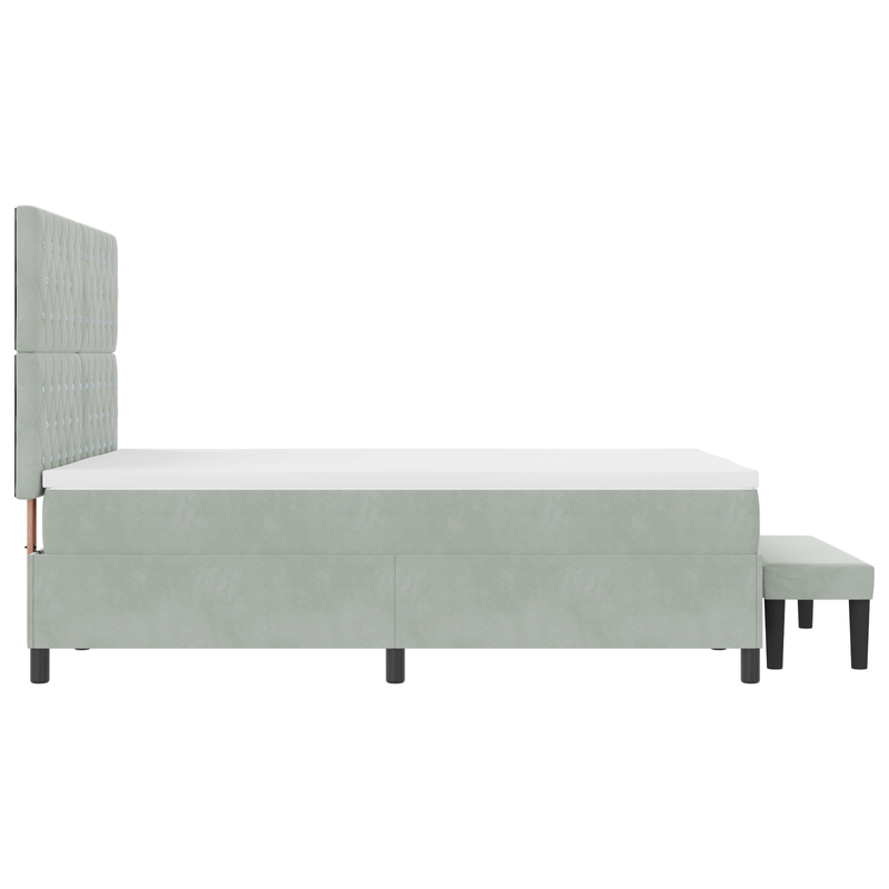 Casa si Gradina - Mobilier - Paturi si accesorii - Paturi - Pat cu suport de saltea cu saltea & banca Gri deschis 140x190 cm Catifea - Infinity.ro