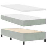 Casa si Gradina - Mobilier - Paturi si accesorii - Paturi - Pat cu arcuri cu saltea si bancuta gri deschis 80x200 cm catifea - Infinity.ro