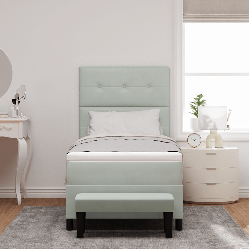 Casa si Gradina - Mobilier - Paturi si accesorii - Paturi - Pat cu arcuri cu saltea si bancuta gri deschis 80x200 cm catifea - Infinity.ro