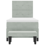Casa si Gradina - Mobilier - Paturi si accesorii - Paturi - Pat cu arcuri cu saltea si bancuta gri deschis 80x200 cm catifea - Infinity.ro