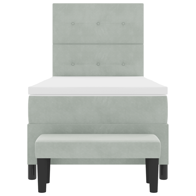 Casa si Gradina - Mobilier - Paturi si accesorii - Paturi - Pat cu arcuri cu saltea si bancuta gri deschis 80x200 cm catifea - Infinity.ro
