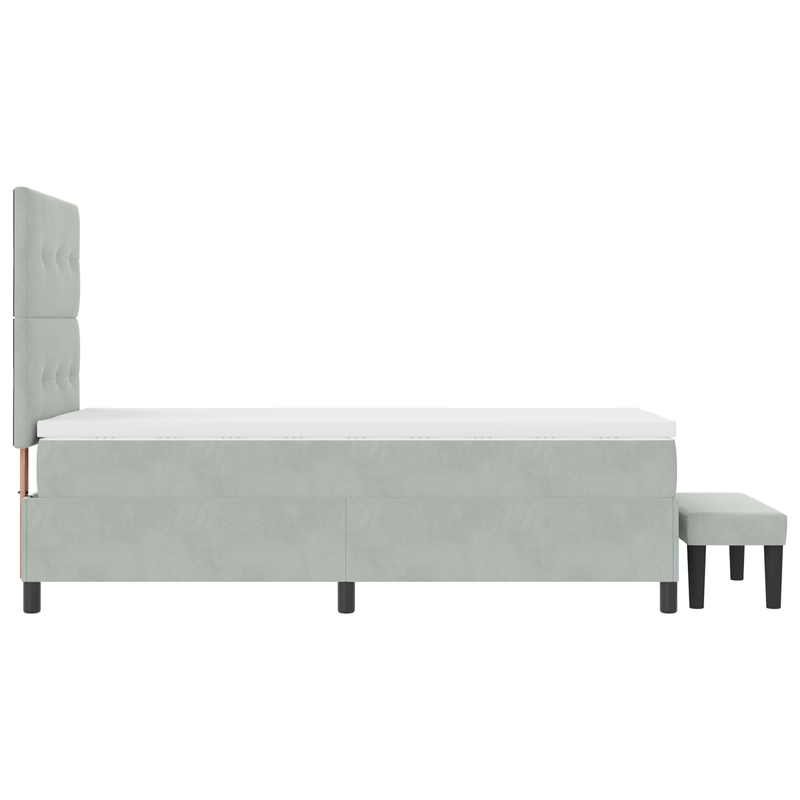 Casa si Gradina - Mobilier - Paturi si accesorii - Paturi - Pat cu arcuri cu saltea si bancuta gri deschis 80x200 cm catifea - Infinity.ro