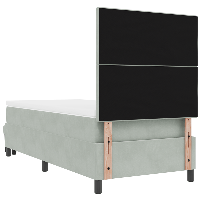 Casa si Gradina - Mobilier - Paturi si accesorii - Paturi - Pat cu arcuri cu saltea si bancuta gri deschis 80x200 cm catifea - Infinity.ro