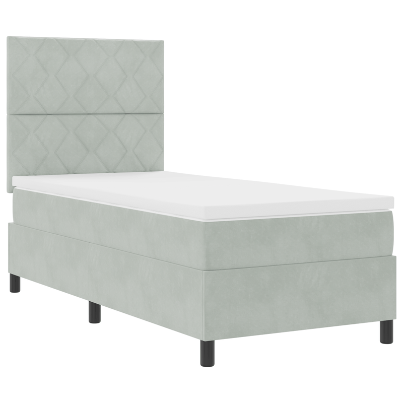 Casa si Gradina - Mobilier - Paturi si accesorii - Paturi - Pat box spring cu saltea & LED, gri deschis, 90x200 cm catifea - Infinity.ro
