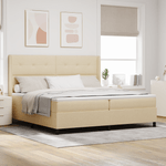 Casa si Gradina - Mobilier - Paturi si accesorii - Paturi - Pat box spring cu saltea & LED, crem, 200x200 cm, textil - Infinity.ro