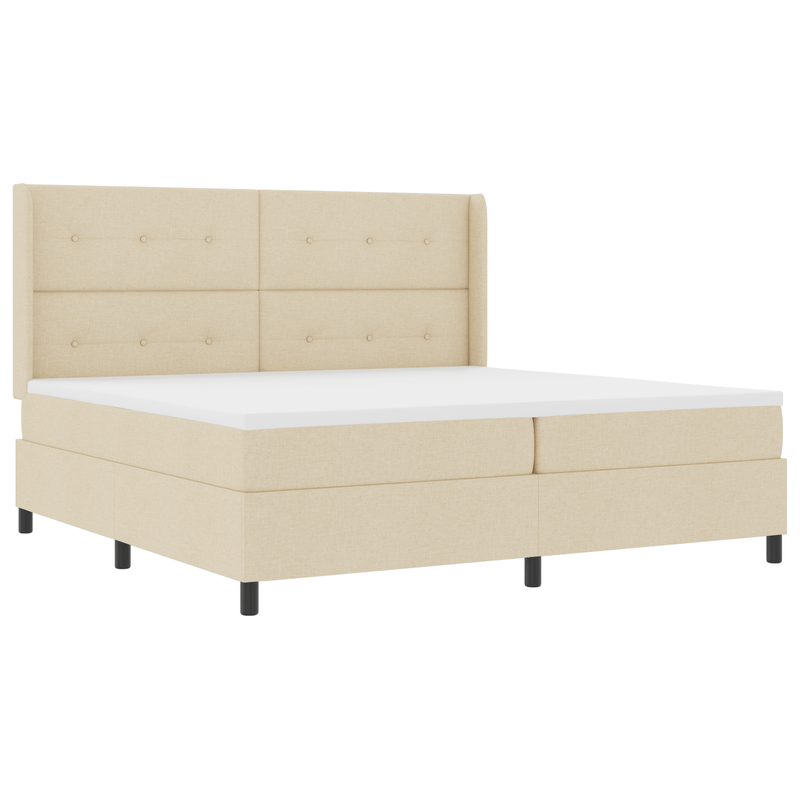 Casa si Gradina - Mobilier - Paturi si accesorii - Paturi - Pat box spring cu saltea & LED, crem, 200x200 cm, textil - Infinity.ro