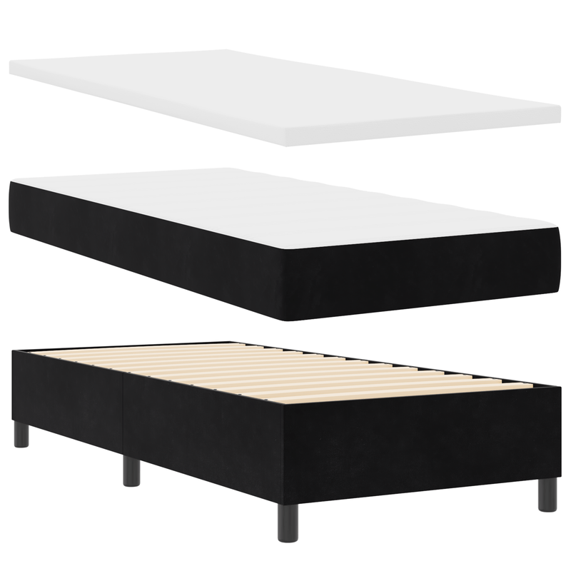 Casa si Gradina - Mobilier - Paturi si accesorii - Paturi - Pat cu arcuri cu saltea si banca Negru 90x190 cm Catifea - Infinity.ro