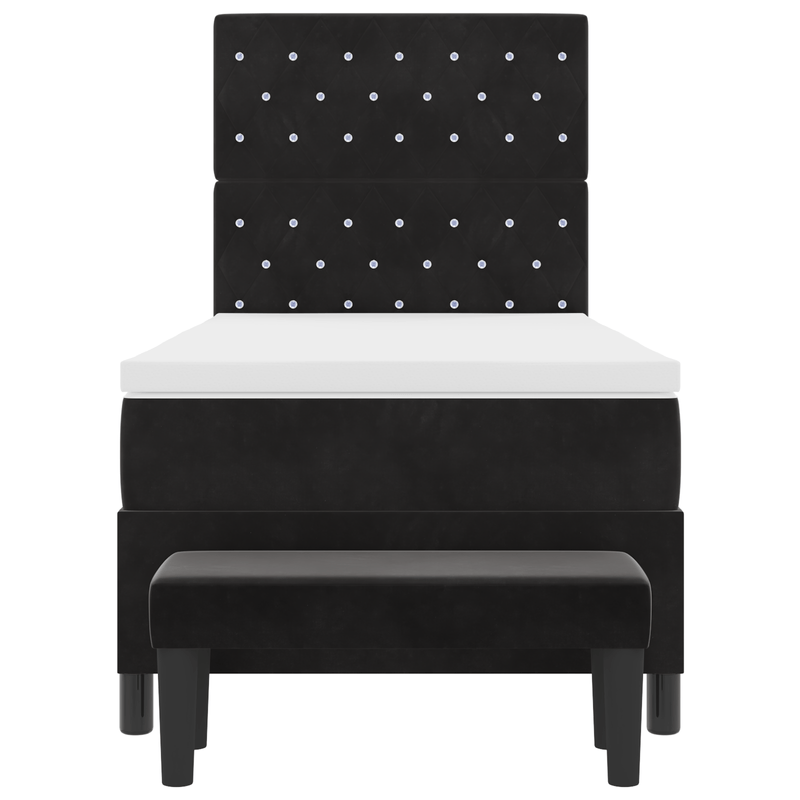 Casa si Gradina - Mobilier - Paturi si accesorii - Paturi - Pat cu arcuri cu saltea si banca Negru 90x190 cm Catifea - Infinity.ro