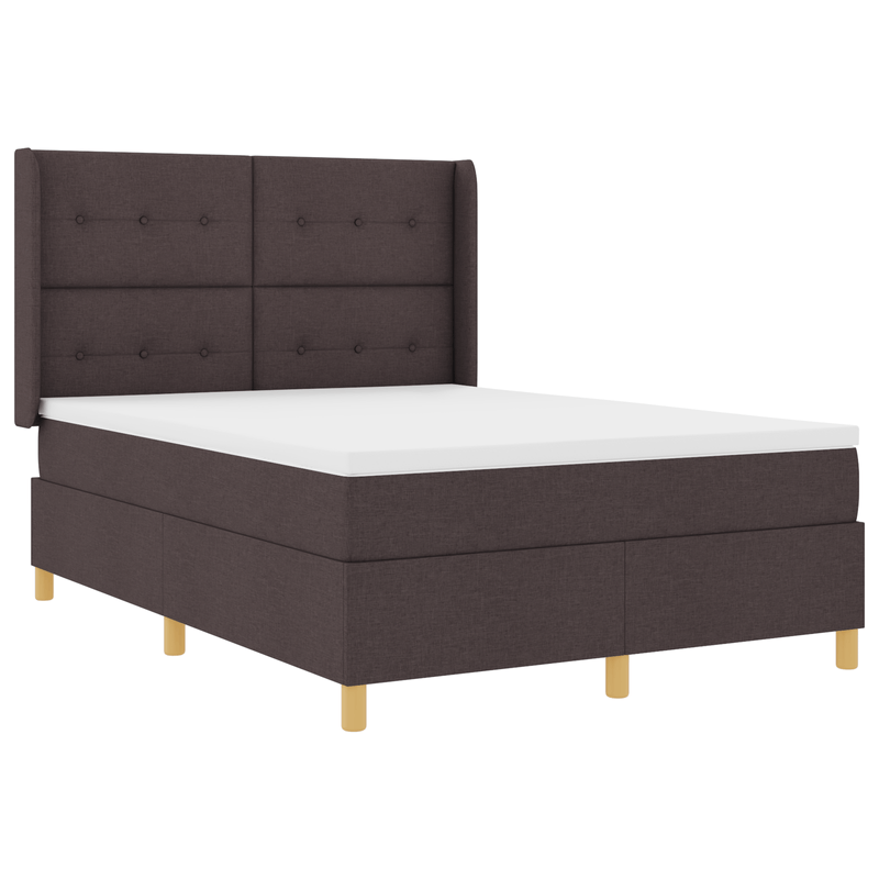 Casa si Gradina - Mobilier - Paturi si accesorii - Paturi - Pat box spring cu saltea & LED, maro inchis, 140x200 cm, textil - Infinity.ro
