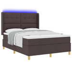 Casa si Gradina - Mobilier - Paturi si accesorii - Paturi - Pat box spring cu saltea & LED, maro inchis, 140x200 cm, textil - Infinity.ro