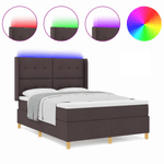 Casa si Gradina - Mobilier - Paturi si accesorii - Paturi - Pat box spring cu saltea & LED, maro inchis, 140x200 cm, textil - Infinity.ro