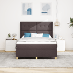 Casa si Gradina - Mobilier - Paturi si accesorii - Paturi - Pat box spring cu saltea & LED, maro inchis, 140x200 cm, textil - Infinity.ro