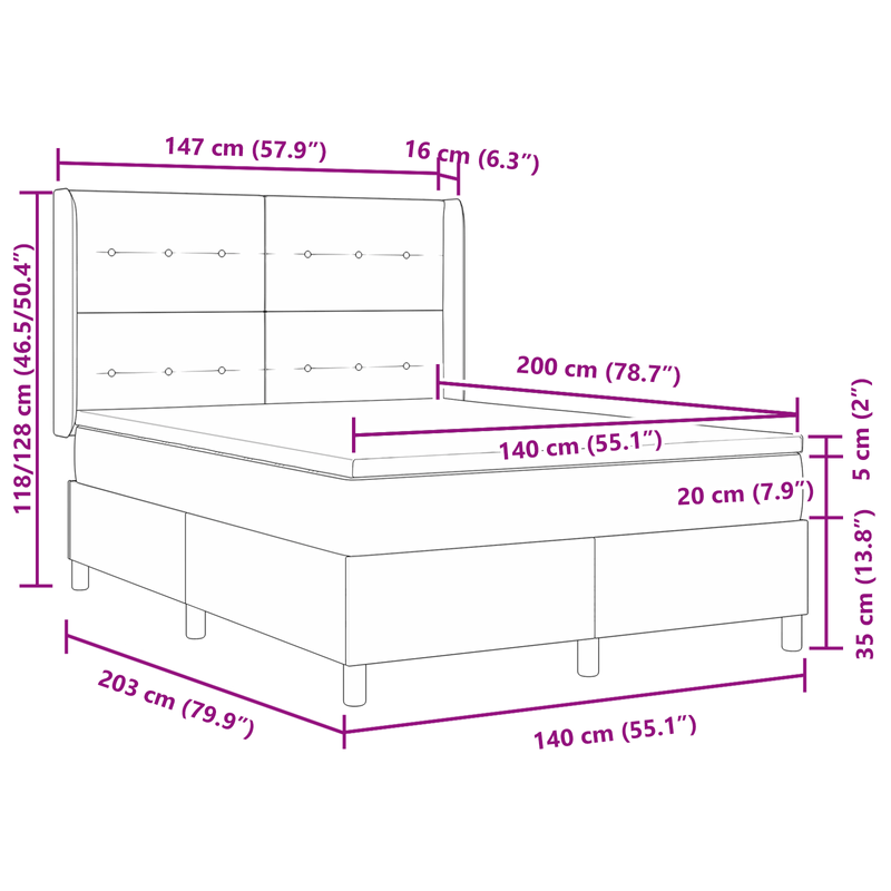 Casa si Gradina - Mobilier - Paturi si accesorii - Paturi - Pat box spring cu saltea & LED, maro inchis, 140x200 cm, textil - Infinity.ro
