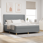 Casa si Gradina - Mobilier - Paturi si accesorii - Paturi - Pat box spring cu saltea & LED, gri deschis, 180x200 cm, textil - Infinity.ro