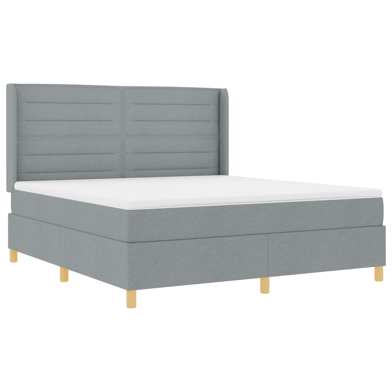 Casa si Gradina - Mobilier - Paturi si accesorii - Paturi - Pat box spring cu saltea & LED, gri deschis, 180x200 cm, textil - Infinity.ro