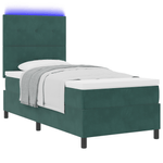 Casa si Gradina - Mobilier - Paturi si accesorii - Paturi - Pat box spring cu saltea & LED, verde inchis 100x200 cm catifea - Infinity.ro