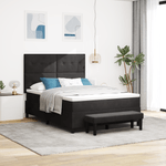 Casa si Gradina - Mobilier - Paturi si accesorii - Paturi - Pat cu spring cu saltea si bancuta neagra 140x200 cm catifea - Infinity.ro