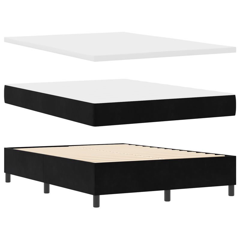 Casa si Gradina - Mobilier - Paturi si accesorii - Paturi - Pat cu spring cu saltea si bancuta neagra 140x200 cm catifea - Infinity.ro