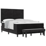 Casa si Gradina - Mobilier - Paturi si accesorii - Paturi - Pat cu spring cu saltea si bancuta neagra 140x200 cm catifea - Infinity.ro