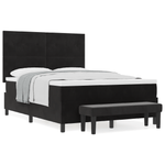 Casa si Gradina - Mobilier - Paturi si accesorii - Paturi - Pat cu spring cu saltea si bancuta neagra 140x200 cm catifea - Infinity.ro