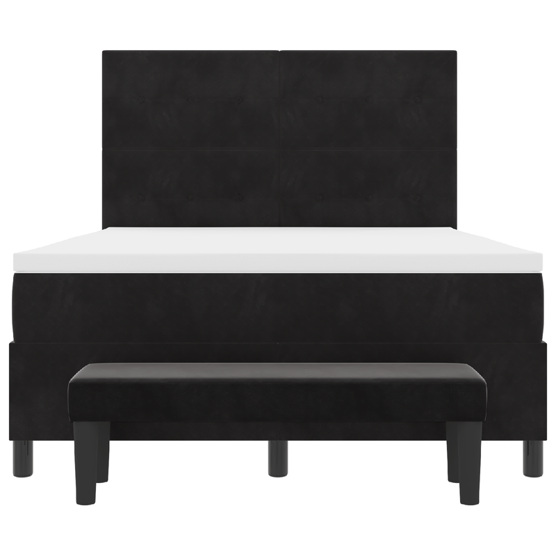 Casa si Gradina - Mobilier - Paturi si accesorii - Paturi - Pat cu spring cu saltea si bancuta neagra 140x200 cm catifea - Infinity.ro
