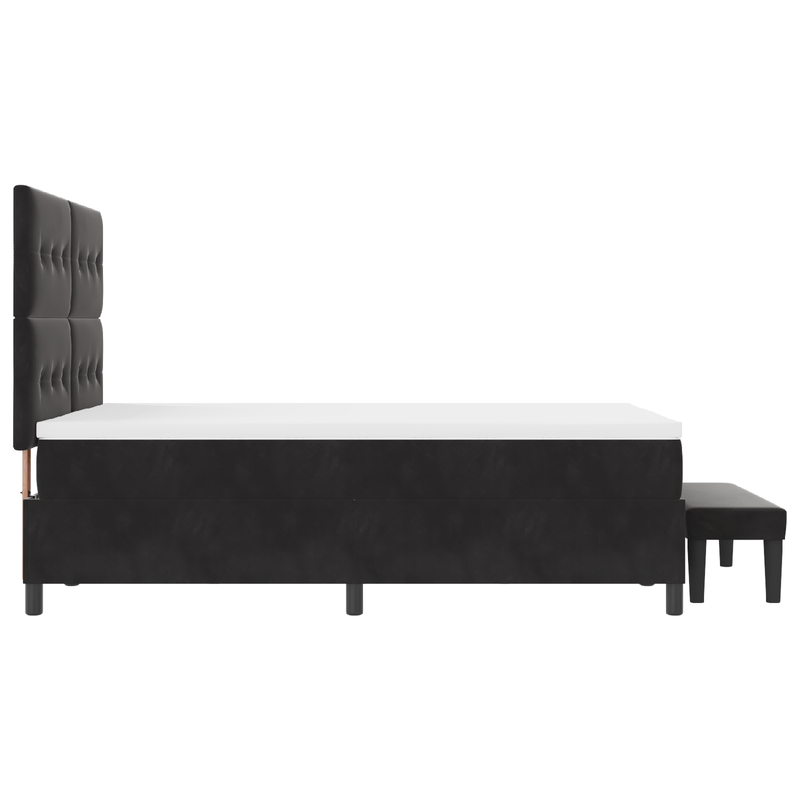 Casa si Gradina - Mobilier - Paturi si accesorii - Paturi - Pat cu spring cu saltea si bancuta neagra 140x200 cm catifea - Infinity.ro