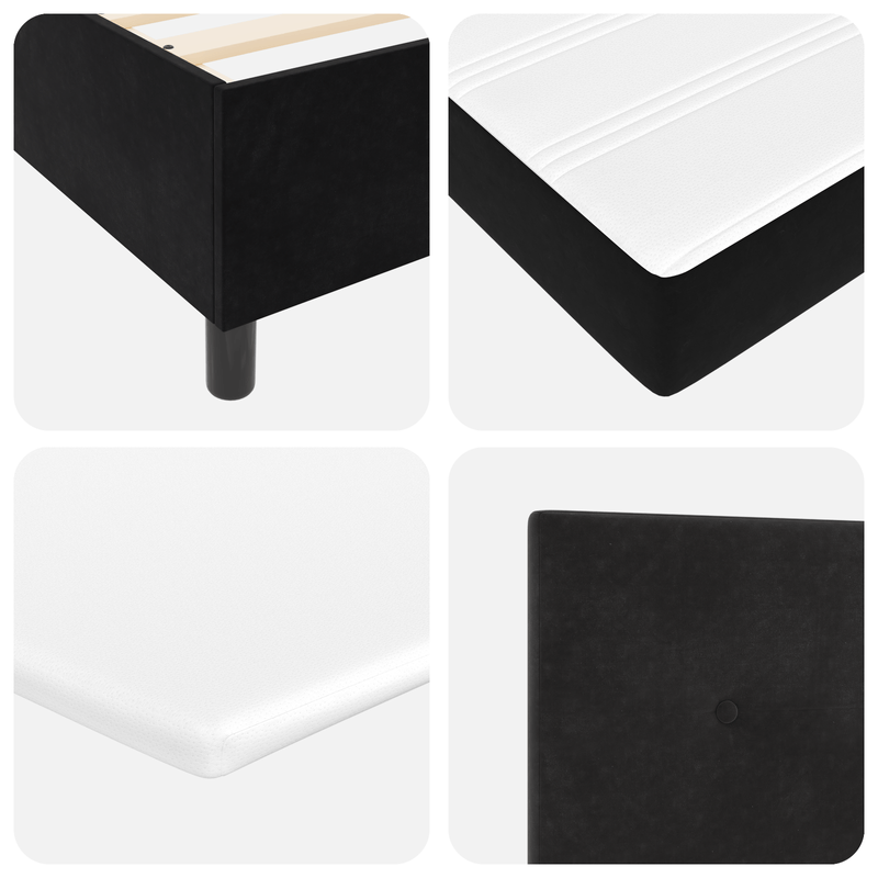 Casa si Gradina - Mobilier - Paturi si accesorii - Paturi - Pat cu spring cu saltea si bancuta neagra 140x200 cm catifea - Infinity.ro