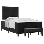 Casa si Gradina - Mobilier - Paturi si accesorii - Paturi - Pat cu arcuri cu saltea & banca neagra 120x190 cm catifea - Infinity.ro