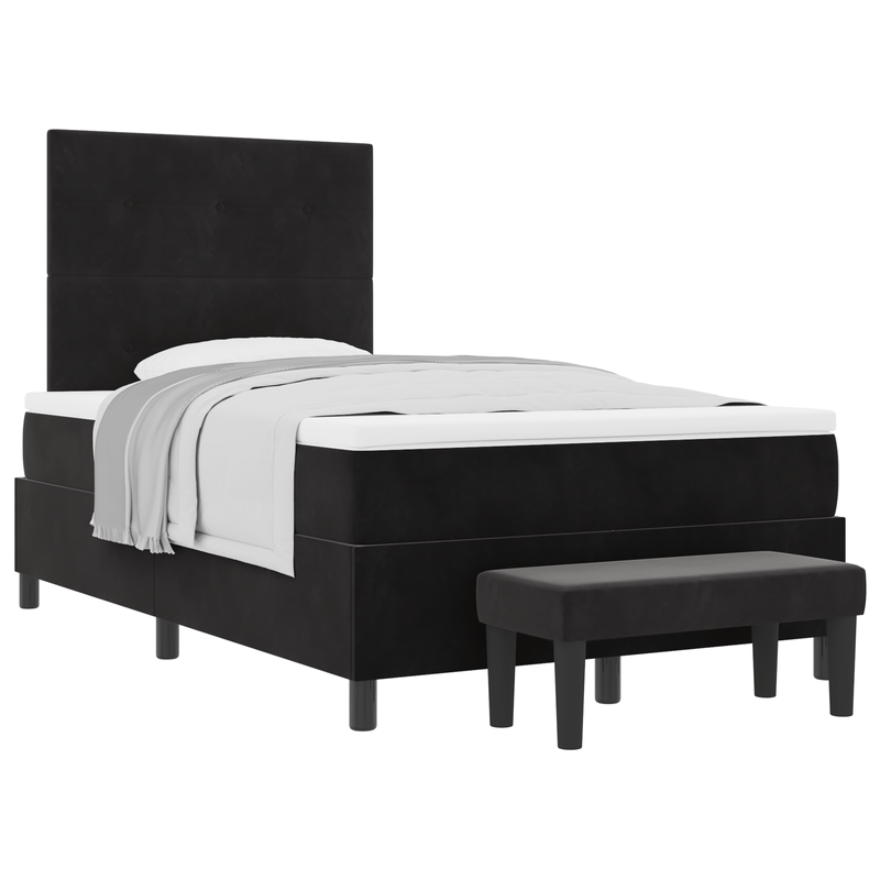 Casa si Gradina - Mobilier - Paturi si accesorii - Paturi - Pat cu arcuri cu saltea & banca neagra 120x190 cm catifea - Infinity.ro