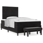 Casa si Gradina - Mobilier - Paturi si accesorii - Paturi - Pat cu arcuri cu saltea & banca neagra 120x190 cm catifea - Infinity.ro