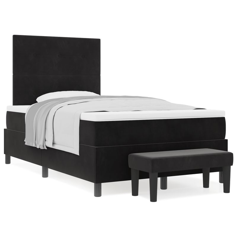 Casa si Gradina - Mobilier - Paturi si accesorii - Paturi - Pat cu arcuri cu saltea & banca neagra 120x190 cm catifea - Infinity.ro