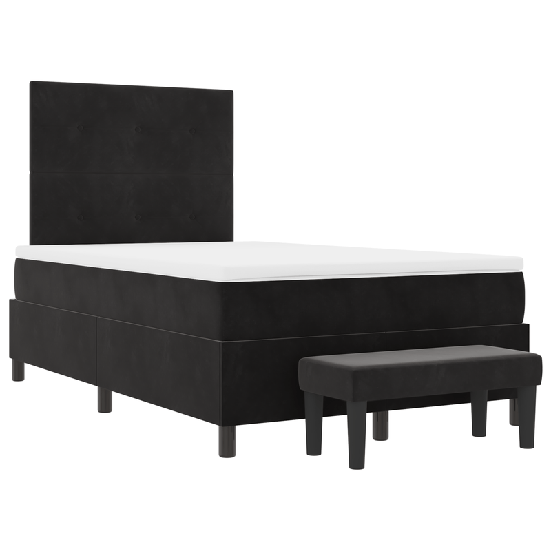 Casa si Gradina - Mobilier - Paturi si accesorii - Paturi - Pat cu arcuri cu saltea & banca neagra 120x190 cm catifea - Infinity.ro