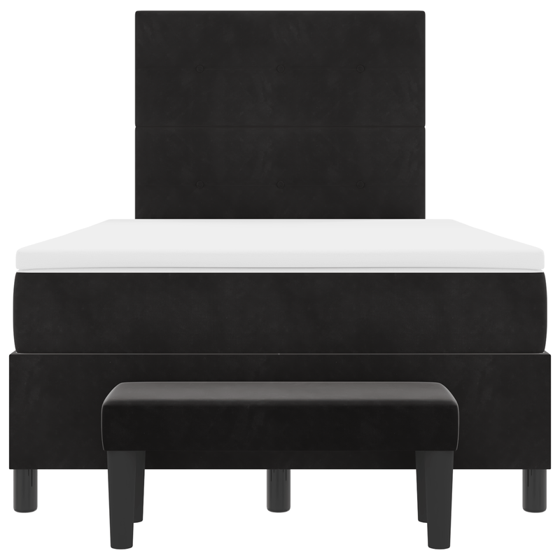 Casa si Gradina - Mobilier - Paturi si accesorii - Paturi - Pat cu arcuri cu saltea & banca neagra 120x190 cm catifea - Infinity.ro