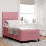 Casa si Gradina - Mobilier - Paturi si accesorii - Paturi - Pat box spring cu saltea & LED, roz, 100x200 cm catifea - Infinity.ro