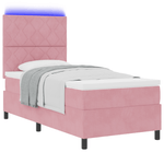 Casa si Gradina - Mobilier - Paturi si accesorii - Paturi - Pat box spring cu saltea & LED, roz, 100x200 cm catifea - Infinity.ro