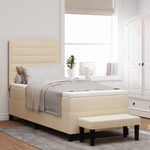 Casa si Gradina - Mobilier - Paturi si accesorii - Paturi - Pat cu arcuri cu saltea & banca crem 80x200 cm tesatura - Infinity.ro