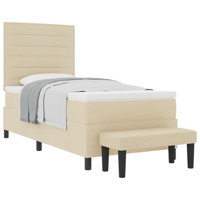 Casa si Gradina - Mobilier - Paturi si accesorii - Paturi - Pat cu arcuri cu saltea & banca crem 80x200 cm tesatura - Infinity.ro