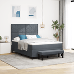 Casa si Gradina - Mobilier - Paturi si accesorii - Paturi - Pat cu Spring cu Saltea & Banca Gri Intunecat 140x200 cm Catifea - Infinity.ro