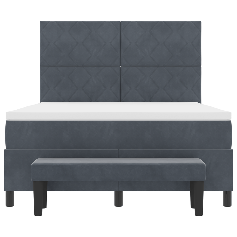 Casa si Gradina - Mobilier - Paturi si accesorii - Paturi - Pat cu Spring cu Saltea & Banca Gri Intunecat 140x200 cm Catifea - Infinity.ro