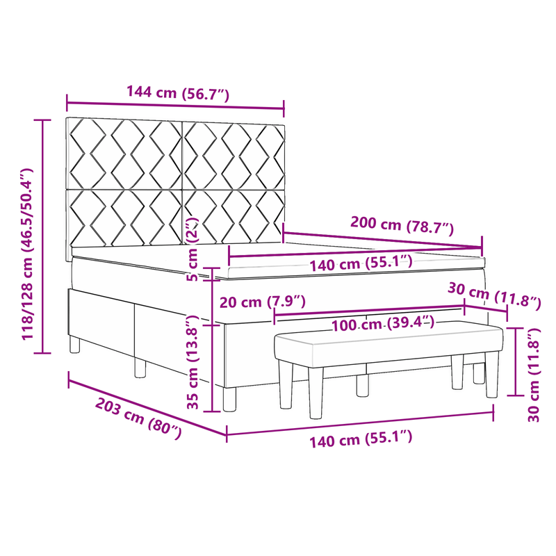 Casa si Gradina - Mobilier - Paturi si accesorii - Paturi - Pat cu Spring cu Saltea & Banca Gri Intunecat 140x200 cm Catifea - Infinity.ro