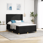 Casa si Gradina - Mobilier - Paturi si accesorii - Paturi - Pat box spring cu saltea & LED, negru, 140x190 cm, textil - Infinity.ro
