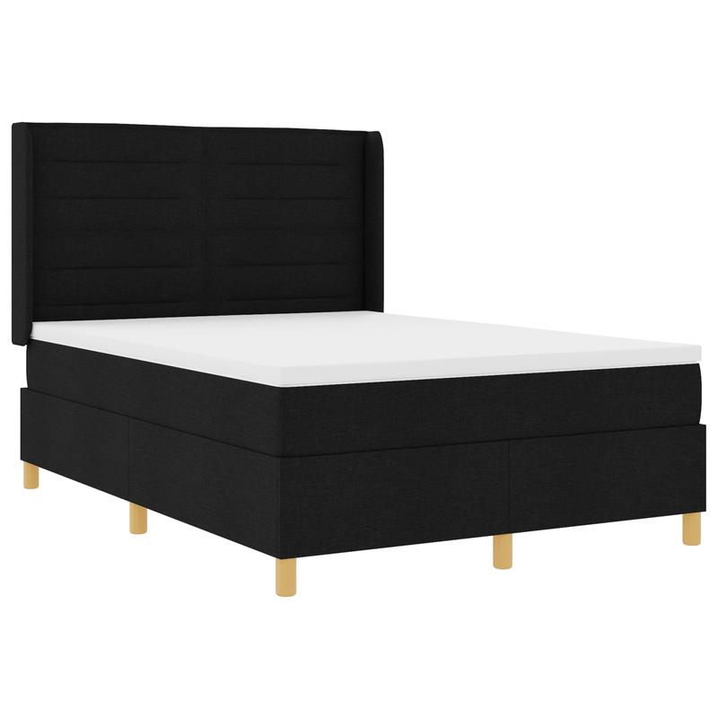 Casa si Gradina - Mobilier - Paturi si accesorii - Paturi - Pat box spring cu saltea & LED, negru, 140x190 cm, textil - Infinity.ro