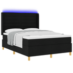 Casa si Gradina - Mobilier - Paturi si accesorii - Paturi - Pat box spring cu saltea & LED, negru, 140x190 cm, textil - Infinity.ro