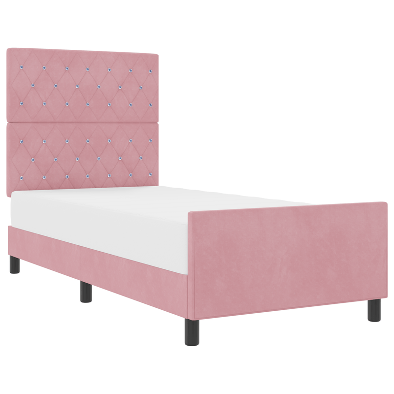 Casa si Gradina - Mobilier - Paturi si accesorii - Paturi - Cadru de pat, roz, 100x200 cm, catifea - Infinity.ro