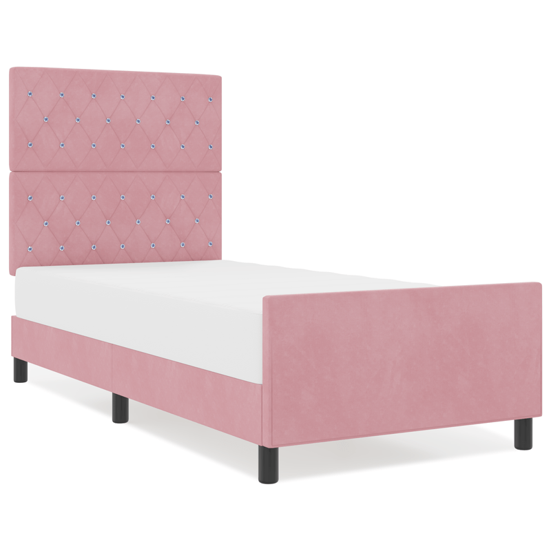 Casa si Gradina - Mobilier - Paturi si accesorii - Paturi - Cadru de pat, roz, 100x200 cm, catifea - Infinity.ro