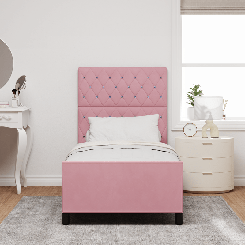 Casa si Gradina - Mobilier - Paturi si accesorii - Paturi - Cadru de pat, roz, 100x200 cm, catifea - Infinity.ro